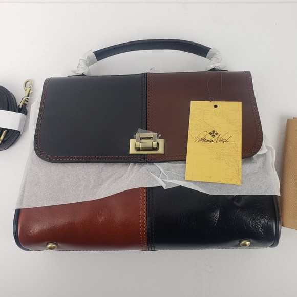 Patricia Nash Yoeky Leather Top-Handle Crossbody Bag Color Block - Picture 2 of 13